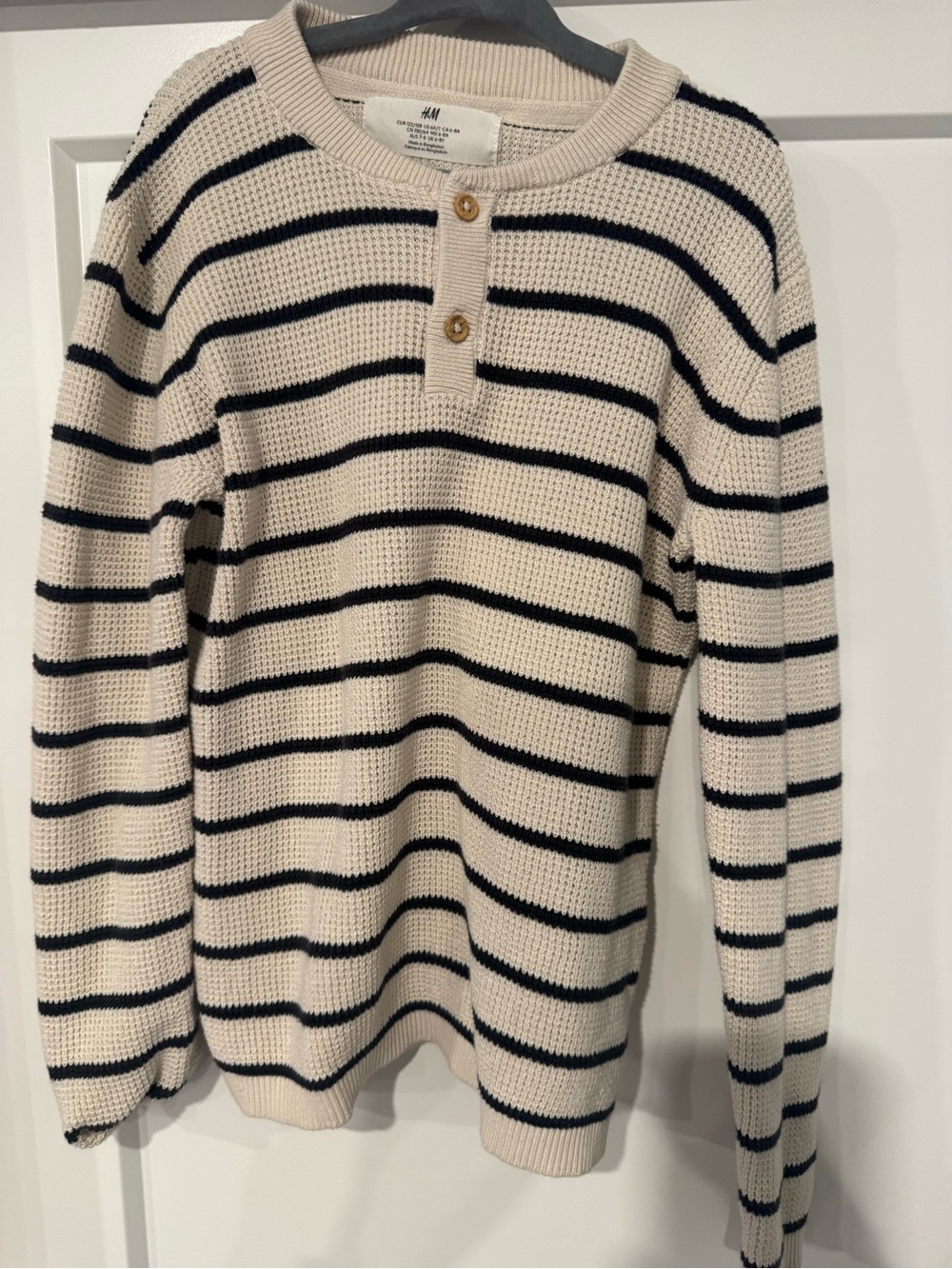 H&M Cream & Black Striped Knit Henley